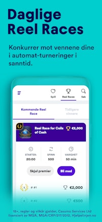 Casumo app - casino på mobilen i vores mobilcasino: Daglige Reel Races 